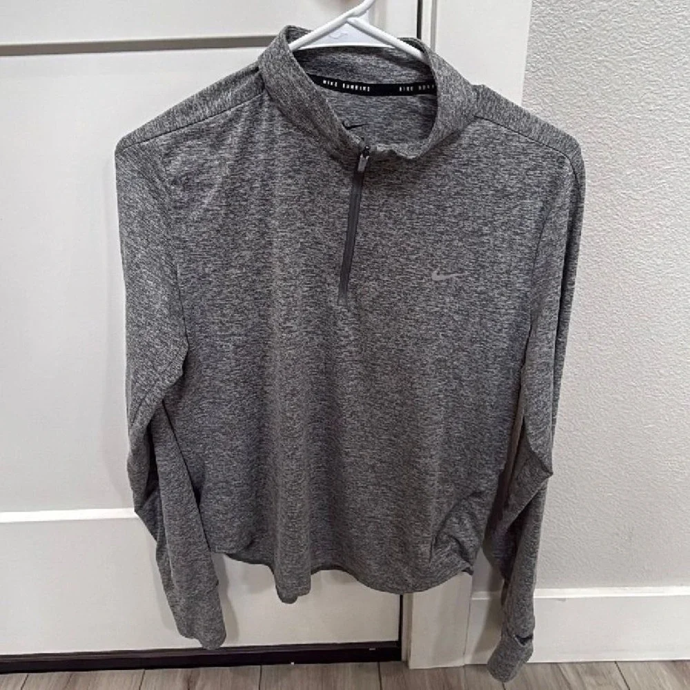 Nike Dri-FIT Running Quarter Zip Pullover Women's Large Gray
